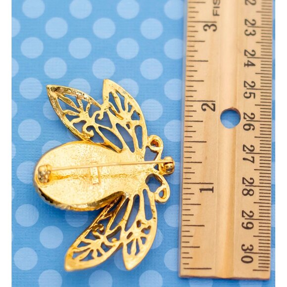 Vintage Art Nouveau Firefly Pearl and Gold Tone Brooch by Avon - M3 - Picture 3 of 3